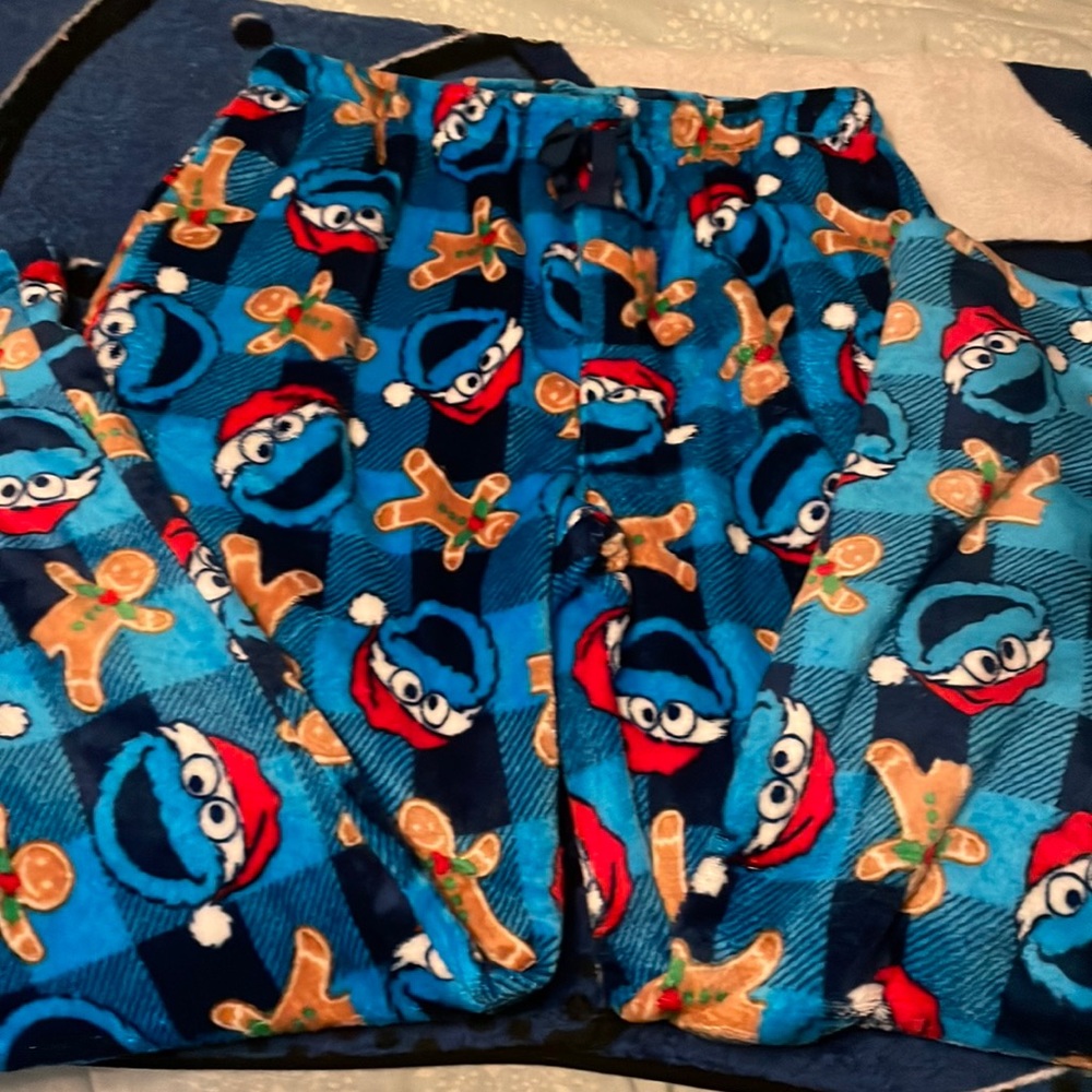 Mens size large Cookie Monster Christmas PJ pants